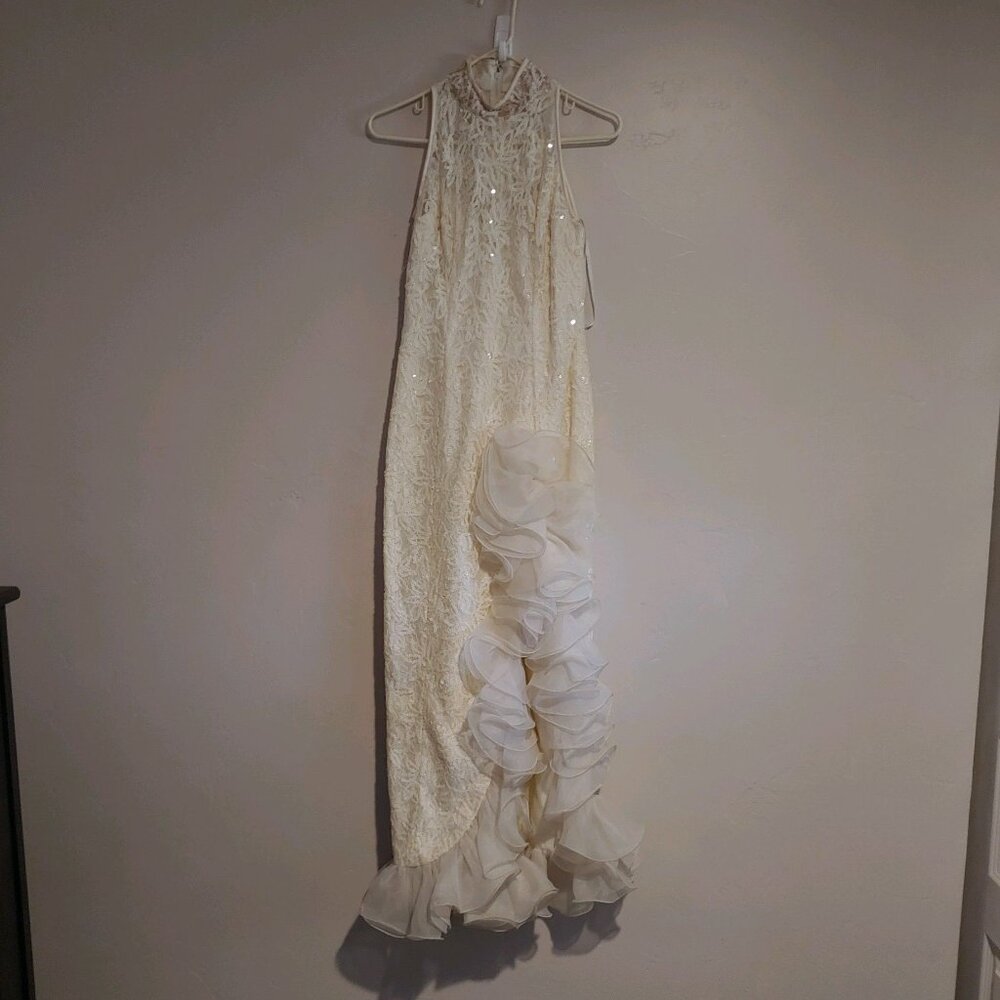 white sequin wedding dress